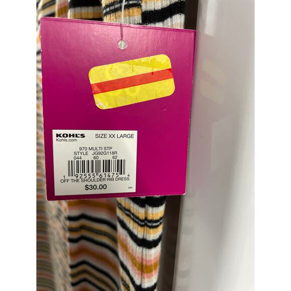 S O off the shoulder Striped Dress Size XXL Color: 970 Multi STP - Picture 3 of 5